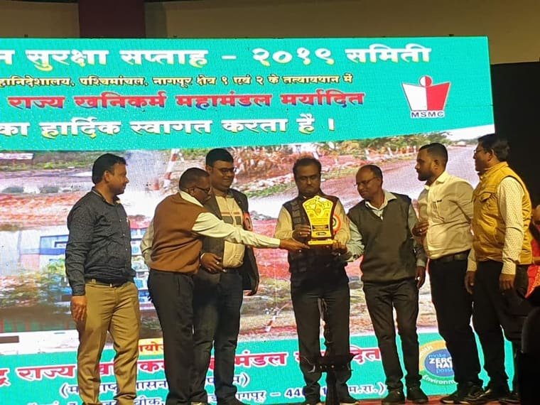 Receiving an award on stage at Mine Safety Week 2019
