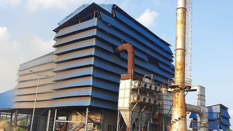 The pollution control plant and its stack at the ferro alloys works